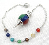 7 Chakra Reiki Healing Pendulum Pendant - Natural Gem Stone Quartz Crystal