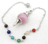 7 Chakra Reiki Healing Pendulum Pendant - Natural Gem Stone Quartz Crystal