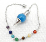 7 Chakra Reiki Healing Pendulum Pendant - Natural Gem Stone Quartz Crystal