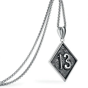 Valily Men's Lucky Number 13 Pendant Necklace Stainless Steel Punk Chain Jewelry