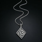 Valily Men's Lucky Number 13 Pendant Necklace Stainless Steel Punk Chain Jewelry