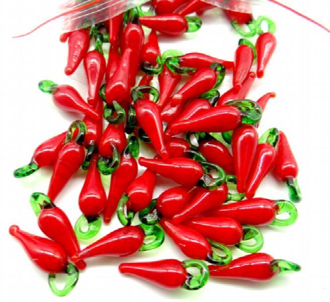 Natural Stone Colored Glass Quartz Crystal Red Pepper Charms Pendant