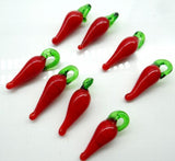 Natural Stone Colored Glass Quartz Crystal Red Pepper Charms Pendant
