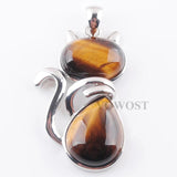 Kitty Cat Natural Stone Beads Pendants Tiger's Eye Agates Amethysts Rose Quartzs