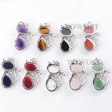 Kitty Cat Natural Stone Beads Pendants Tiger's Eye Agates Amethysts Rose Quartzs