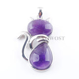 Kitty Cat Natural Stone Beads Pendants Tiger's Eye Agates Amethysts Rose Quartzs