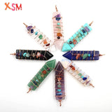 Natural Stone 7 Chakra Reiki Sword Pendant Jewelry