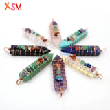 Natural Stone 7 Chakra Reiki Sword Pendant Jewelry