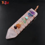 Natural Stone 7 Chakra Reiki Sword Pendant Jewelry