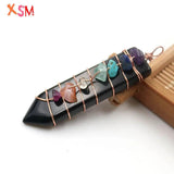 Natural Stone 7 Chakra Reiki Sword Pendant Jewelry