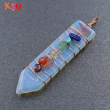 Natural Stone 7 Chakra Reiki Sword Pendant Jewelry