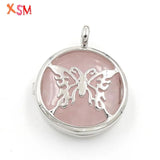 Rose Quartz Butterfly Pendant for Necklace Reiki Jewelry