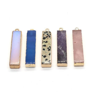 2pcs Rectangle Stone Pendants for DIY Necklace Earrings