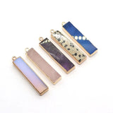 2pcs Rectangle Stone Pendants for DIY Necklace Earrings