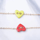 30pcs Copper Double Hole Heart Bead Pendant Necklace Findings Enamel Bracelet
