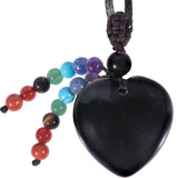 Chakra Heart Stone Pendant Necklace, Healing Crystal Amulet Necklace