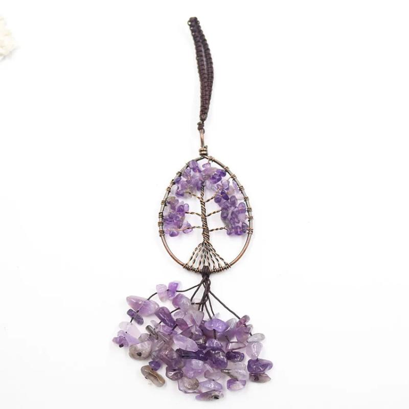 Car Mirror Decor Natural Amethyst Tree of Life