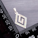 Greek Key Fire Opal Pendant for Necklace
