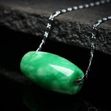 Green Jade Luck Beads Pendant Necklace Women Charms Jadeite Jewelry