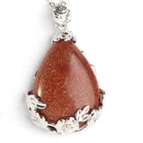 Goldstone Tigers Eye Moonstone Turquoise Pendant Plum Blossom Necklace