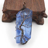 YJXP Natural Crystal Pendant Wire Winding Tree of Life Reiki Jewelry