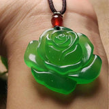 Natural Green Chalcedony Rose Pendant