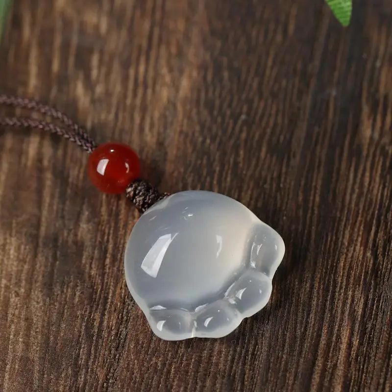 Jade Cat Paw Pendant Necklace Women Fine Jewelry Lucky Charm Amulets
