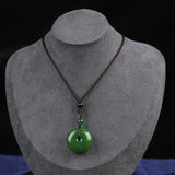 Green Jade Donut Pendant Necklace Rope Chain Healing Jewelry