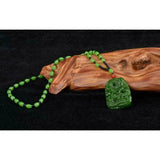 Green Jade Dragon Pendant Necklace Hand-Carved Luck Amulet Sweater Chain