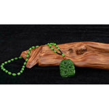 Green Jade Dragon Pendant Necklace Hand-Carved Luck Amulet Sweater Chain