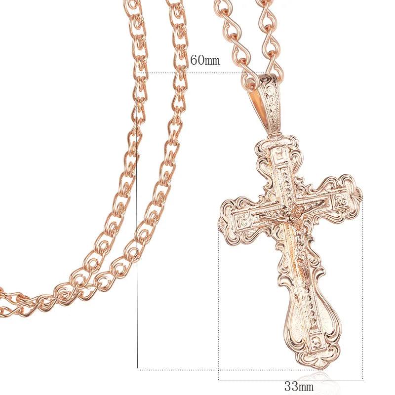 Men Women 585 Rose Cross Letter Pendant Necklace