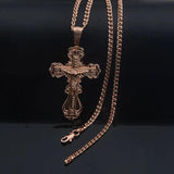 Men Women 585 Rose Cross Letter Pendant Necklace