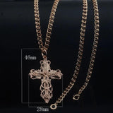 Men Women 585 Rose Cross Letter Pendant Necklace