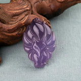 Green Chalcedony 9-tailed Fox Pendant Necklace