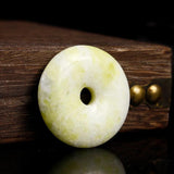 Natural Lantian Jade Safe Button Pendant Green Necklace