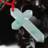 Natural Jade Cross Pendant Men Women Burma Jadeite Amulet Real Myanmar Jades Sto