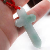 Natural Jade Cross Pendant Men Women Burma Jadeite Amulet Real Myanmar Jades Sto