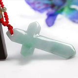 Natural Jade Cross Pendant Men Women Burma Jadeite Amulet Real Myanmar Jades Sto
