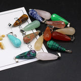 6pcs Faceted Water Drop Jade Rose Quartz Stone Pendant Jewelry