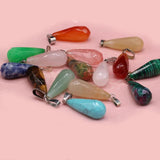 6pcs Faceted Water Drop Jade Rose Quartz Stone Pendant Jewelry