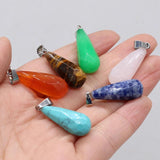 6pcs Faceted Water Drop Jade Rose Quartz Stone Pendant Jewelry