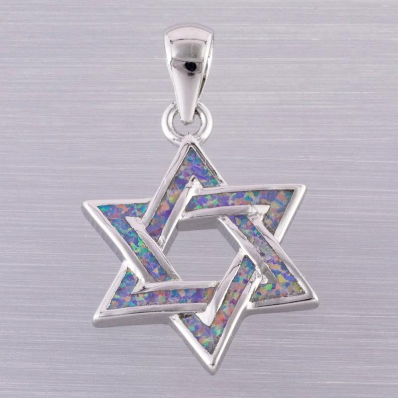 Star of David Lavender Purple Fire Opal Pendant
