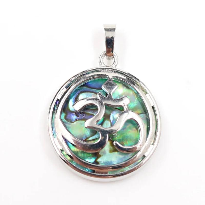 Unique Abalone Shell Chinese Dragon Round Pendant Tree of Life 3D Symbol Jewelry