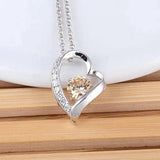 Heart Zircon Pendant Long Necklace for Women