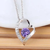 Heart Zircon Pendant Long Necklace for Women
