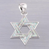 Star of David Fire Opal Pendant Necklace