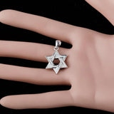 Star of David Fire Opal Pendant Necklace