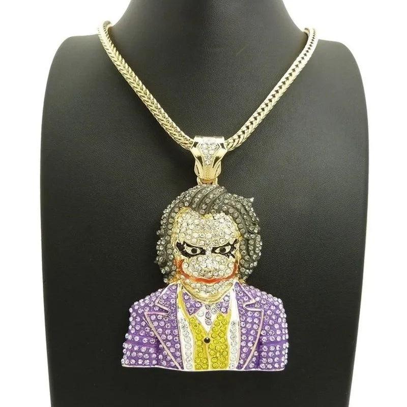 Men's Zircon Character Necklace Hip-Hop Style