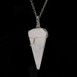 Hexagonal Cone Crystal Winding Pendant Natural Stone Quartz Healing Point