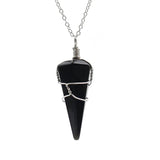 Hexagonal Cone Crystal Winding Pendant Natural Stone Quartz Healing Point